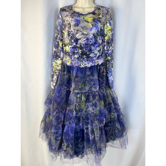 NEW Olvi's Printed Lace with Soft Tulle A-Line Midi Dress $1,720 - Picture 3 of 12